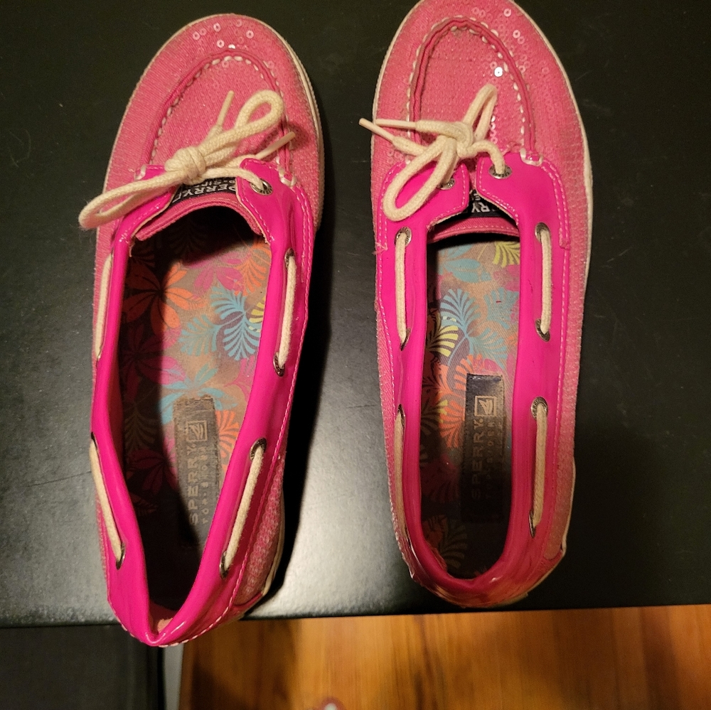 Sequins Barbie pink Sperry shoes 37.5